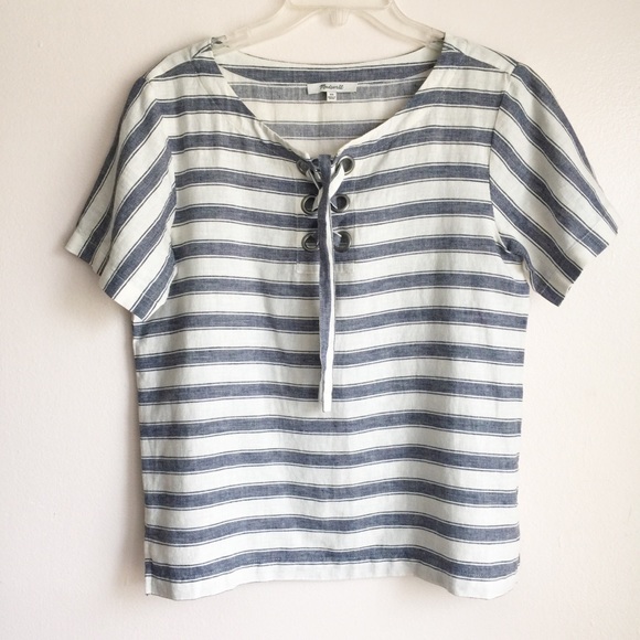 Madewell Tops - Madewell Striped Lace-Up Boxy Top Size S